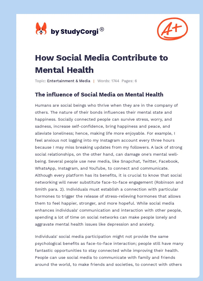 How Social Media Contribute to Mental Health. Page 1