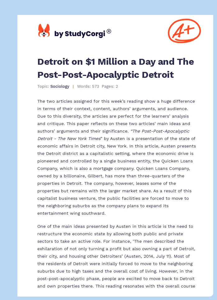 Detroit on $1 Million a Day and The Post-Post-Apocalyptic Detroit. Page 1
