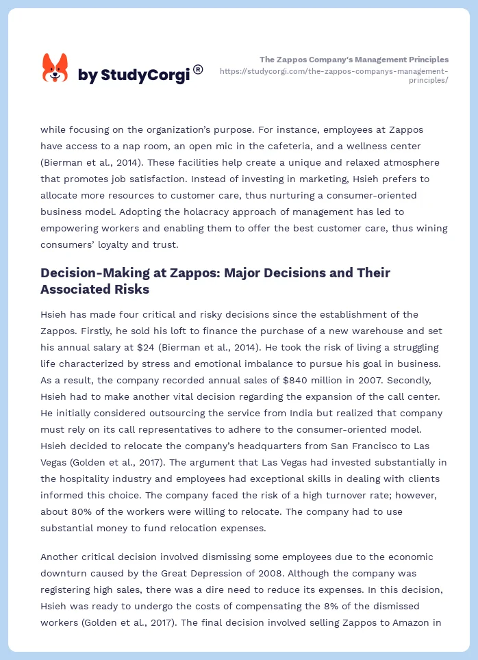 The Zappos Company's Management Principles. Page 2