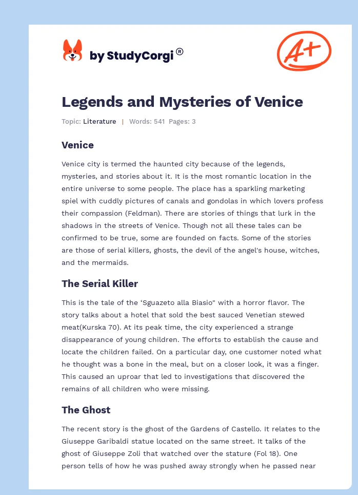 Legends and Mysteries of Venice. Page 1