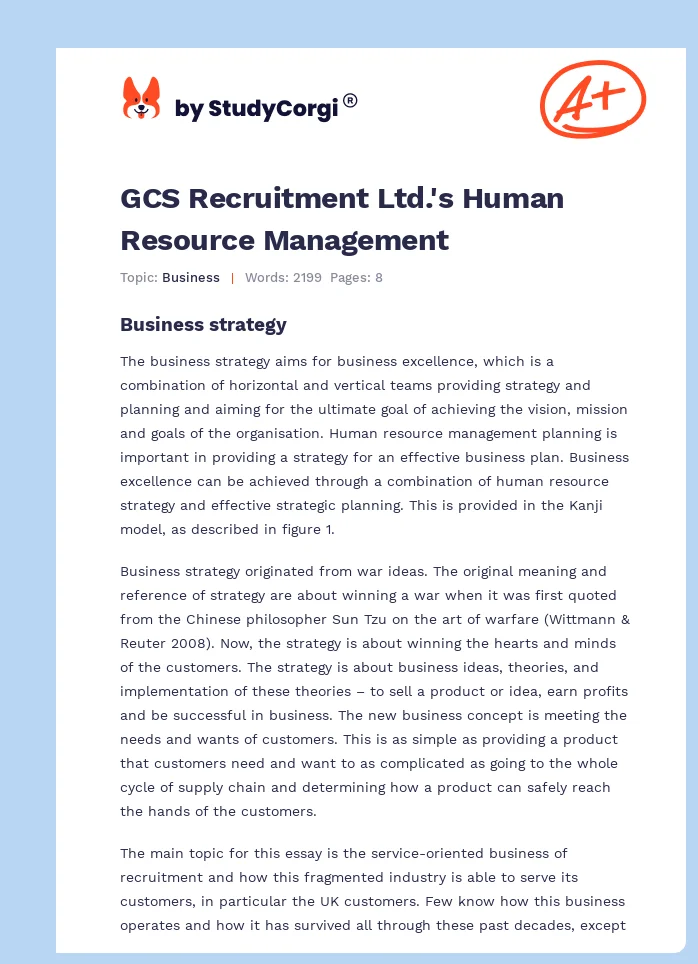 GCS Recruitment Ltd.'s Human Resource Management. Page 1