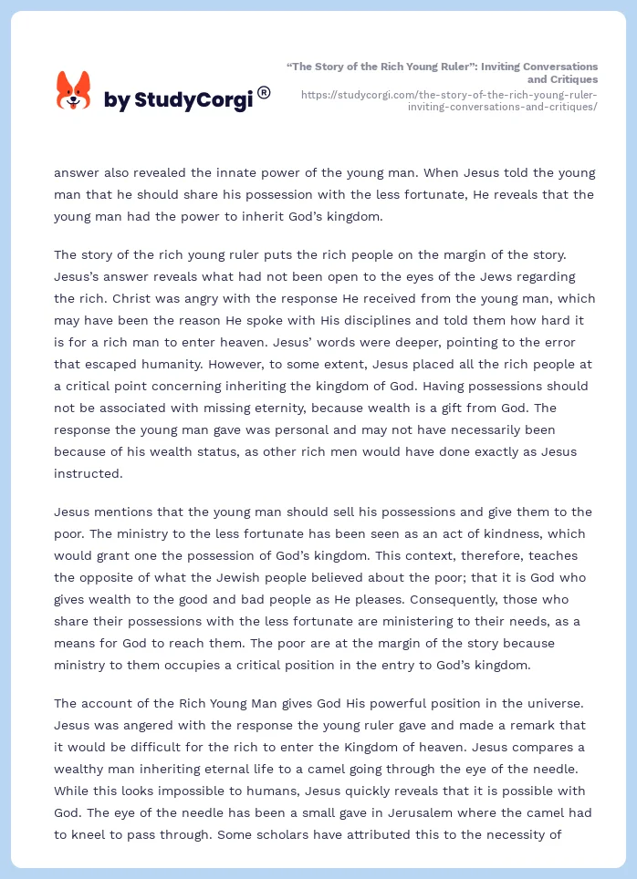 “The Story of the Rich Young Ruler”: Inviting Conversations and Critiques. Page 2