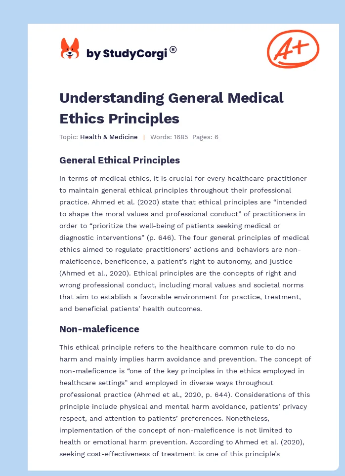 Understanding General Medical Ethics Principles. Page 1