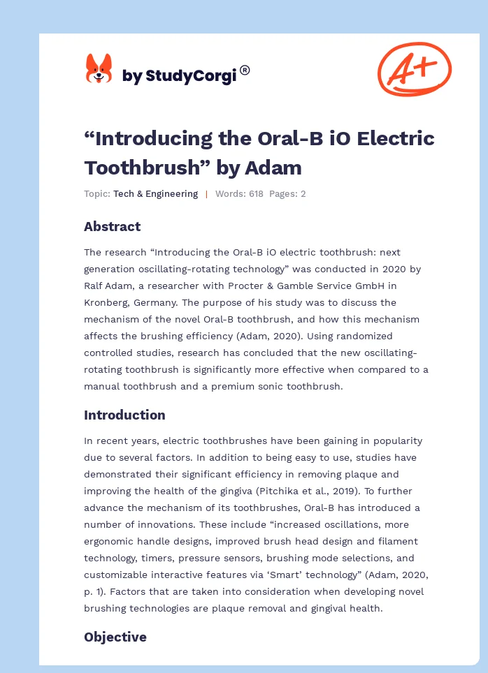 “Introducing the Oral-B iO Electric Toothbrush” by Adam. Page 1