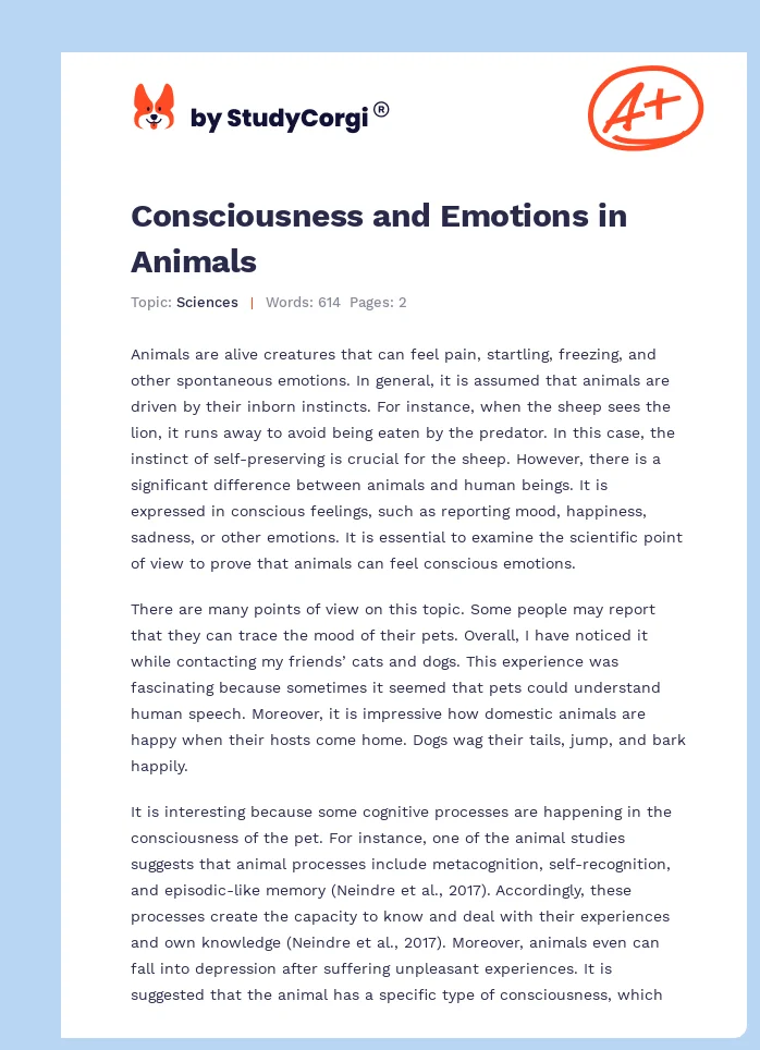 Consciousness and Emotions in Animals. Page 1