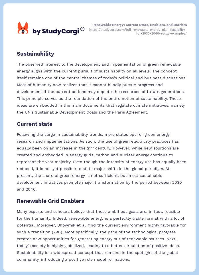 The Concept of Sustainability in Energy Plan for 2030-2040. Page 2