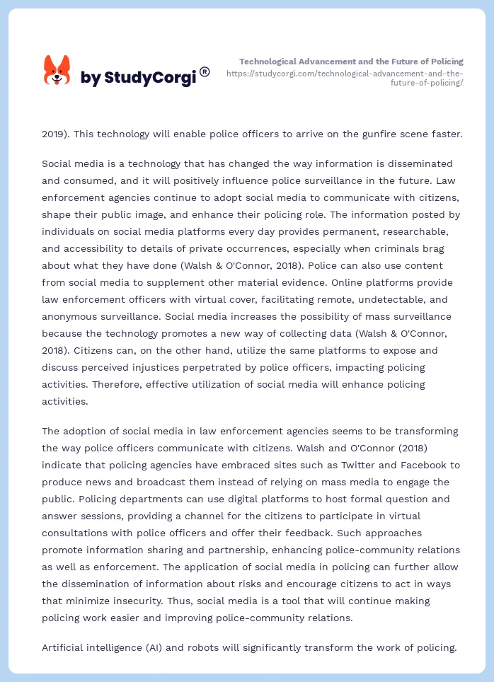 Technological Advancement and the Future of Policing. Page 2