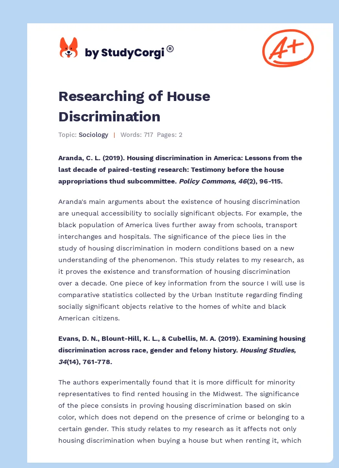 Researching of House Discrimination. Page 1