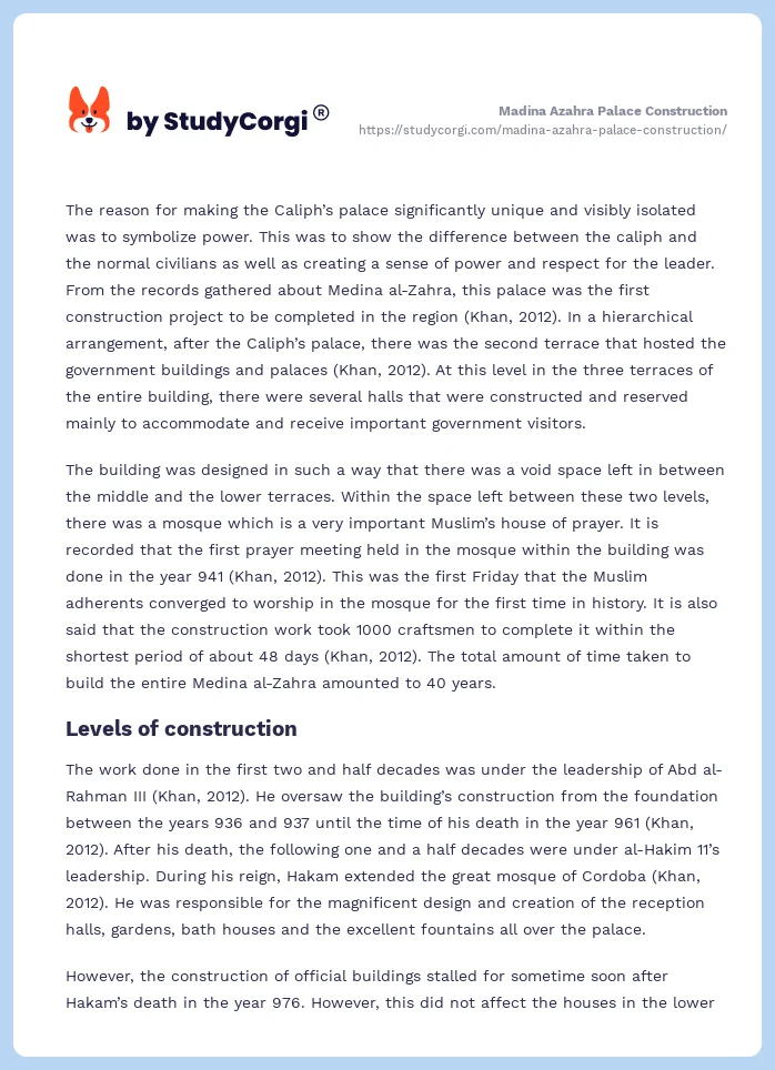 Madina Azahra Palace Construction. Page 2