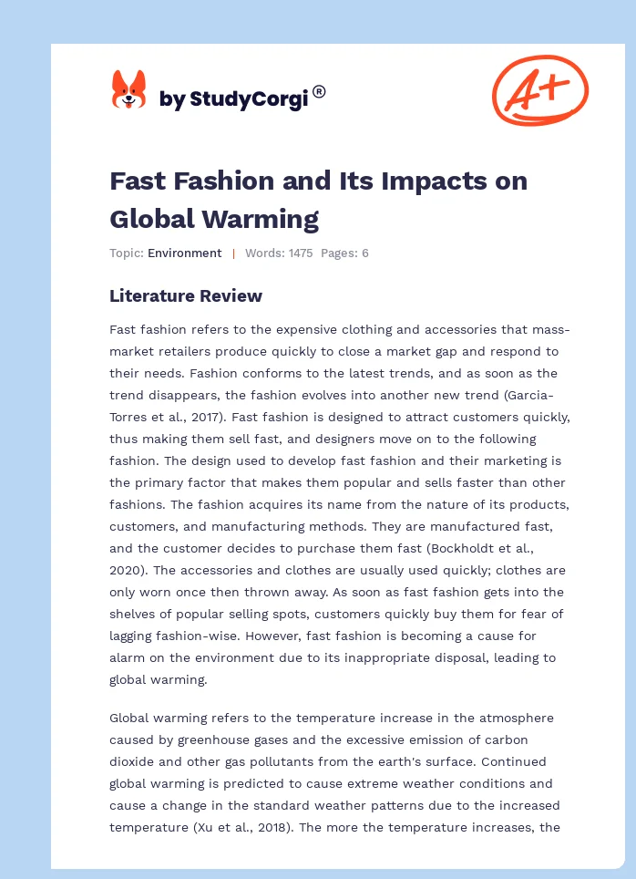 Fast Fashion and Its Impacts on Global Warming. Page 1