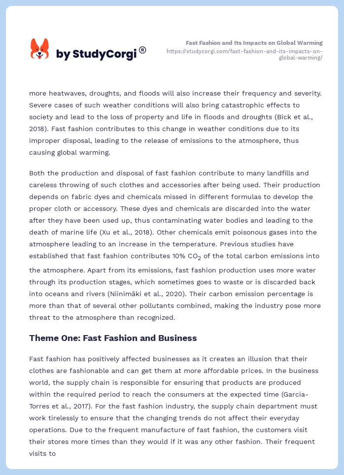 Fast Fashion and Its Impacts on Global Warming. Page 2