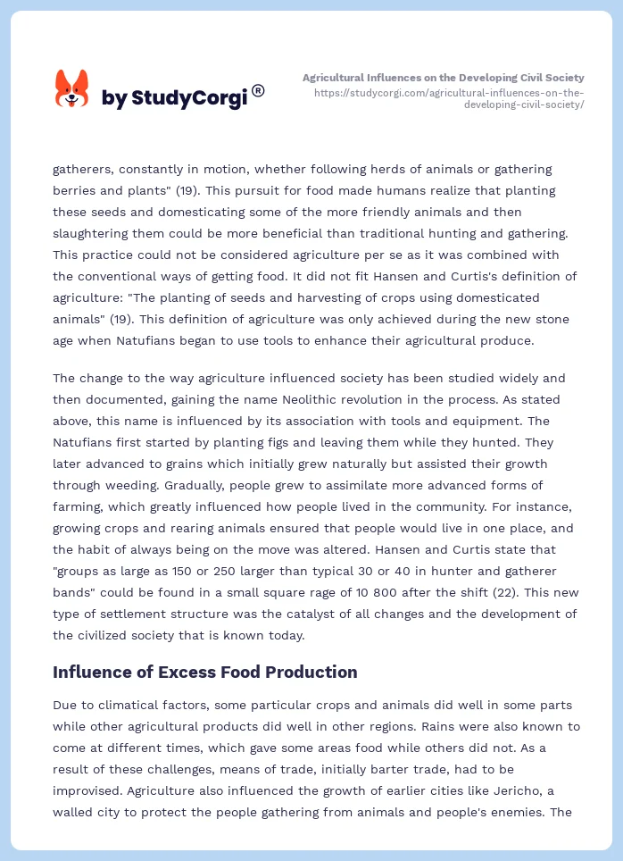 Agricultural Influences on the Developing Civil Society. Page 2