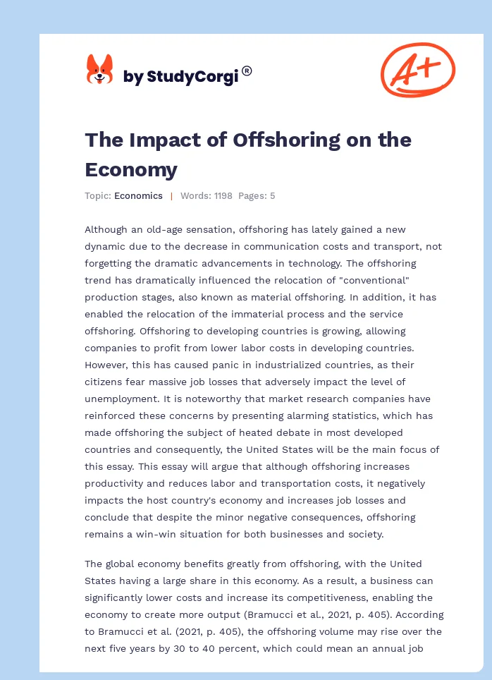 The Impact of Offshoring on the Economy. Page 1