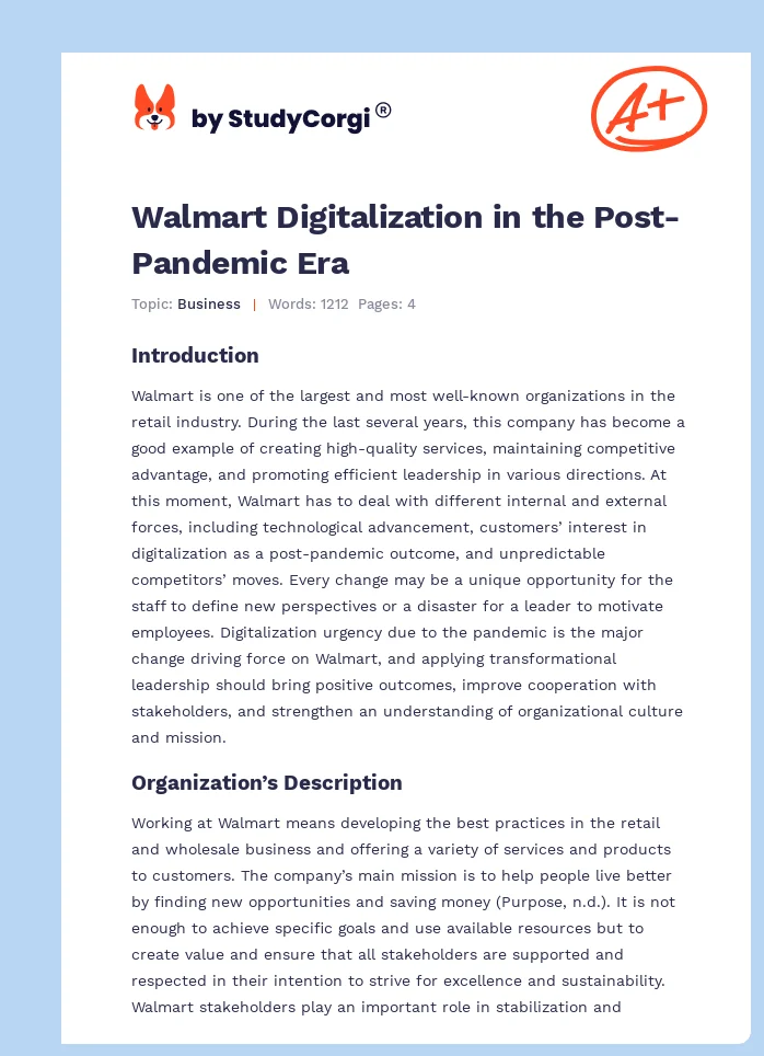Walmart Digitalization in the Post-Pandemic Era. Page 1