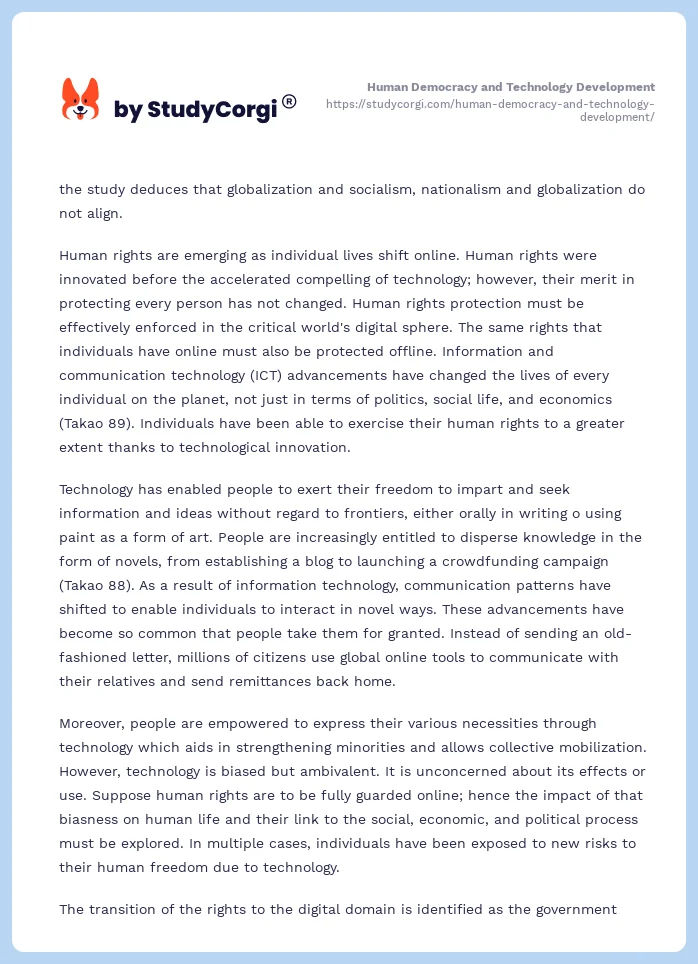 Human Democracy and Technology Development. Page 2