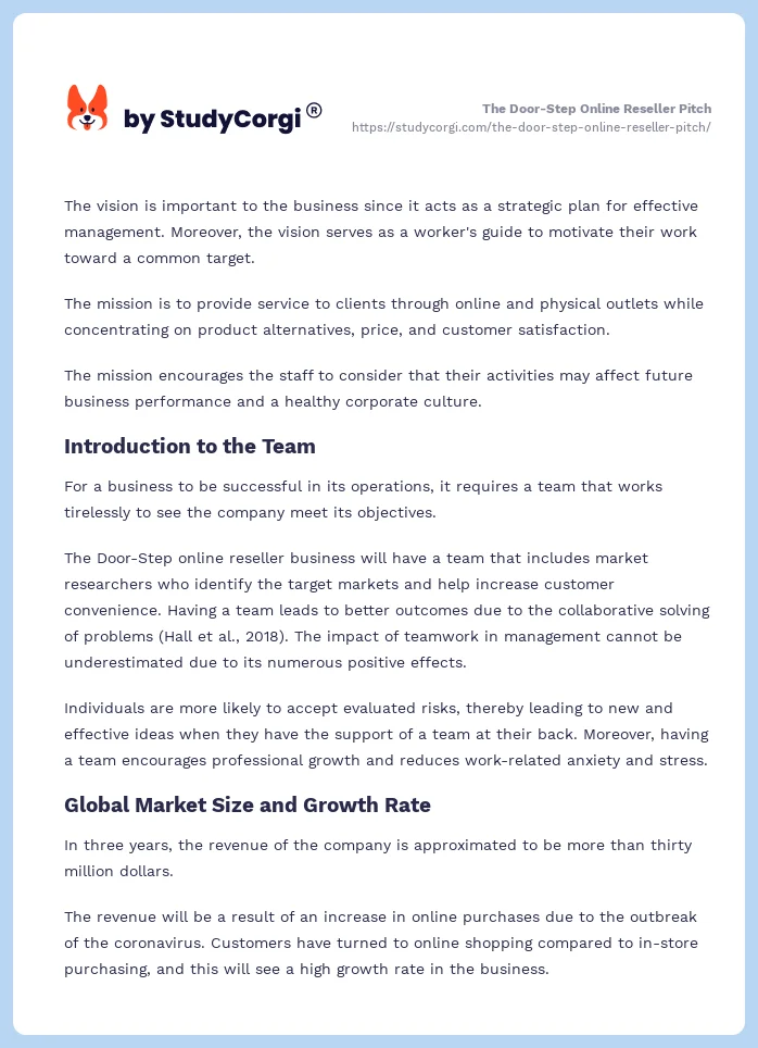 The Door-Step Online Reseller Pitch. Page 2