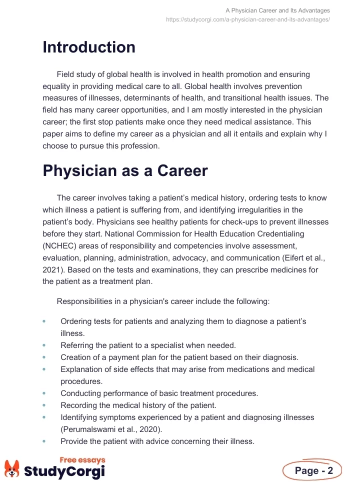 A Physician Career and Its Advantages. Page 2