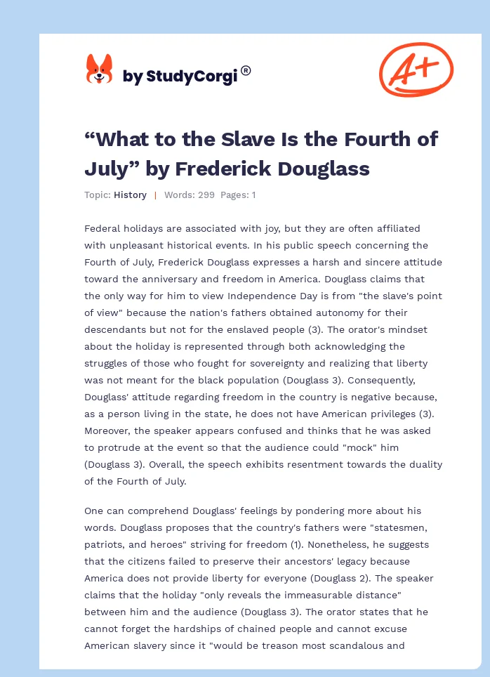 “What to the Slave Is the Fourth of July” by Frederick Douglass. Page 1