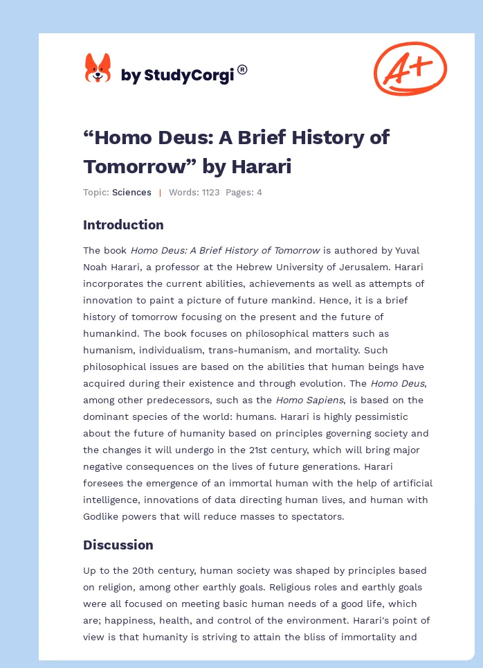 “Homo Deus: A Brief History of Tomorrow” by Harari. Page 1
