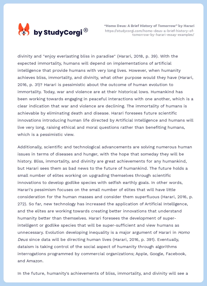 “Homo Deus: A Brief History of Tomorrow” by Harari. Page 2