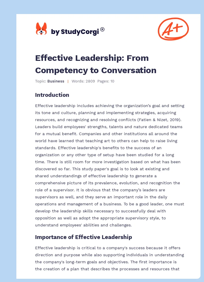 Effective Leadership: From Competency to Conversation. Page 1