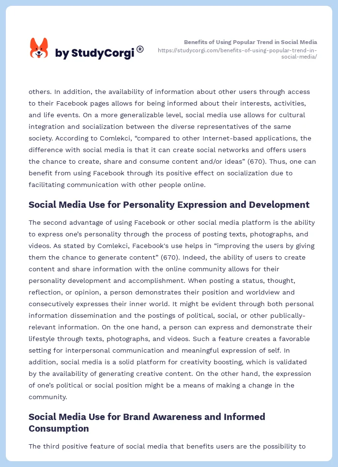Benefits of Using Popular Trend in Social Media. Page 2