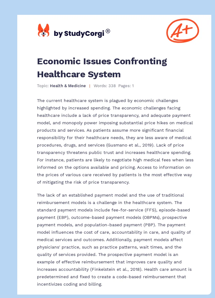 Economic Issues Confronting Healthcare System. Page 1