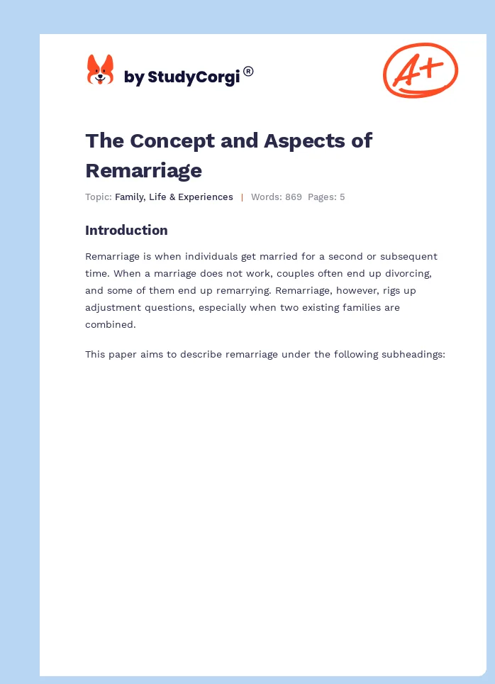 The Concept and Aspects of Remarriage. Page 1