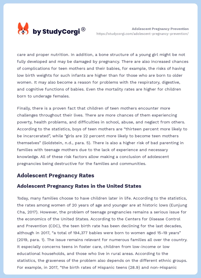 Adolescent Pregnancy Prevention. Page 2