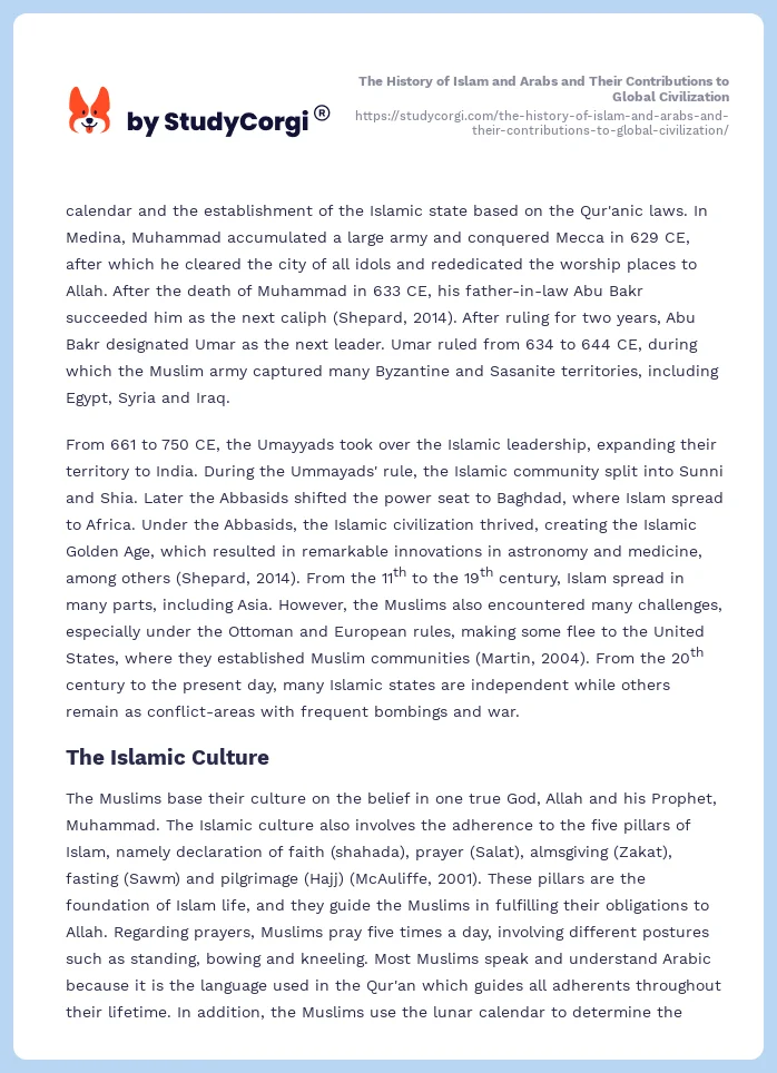 The History of Islam and Arabs and Their Contributions to Global Civilization. Page 2