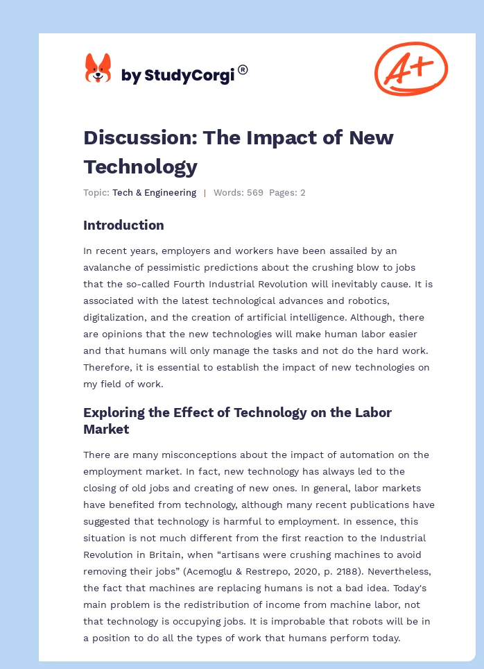 Discussion: The Impact of New Technology. Page 1
