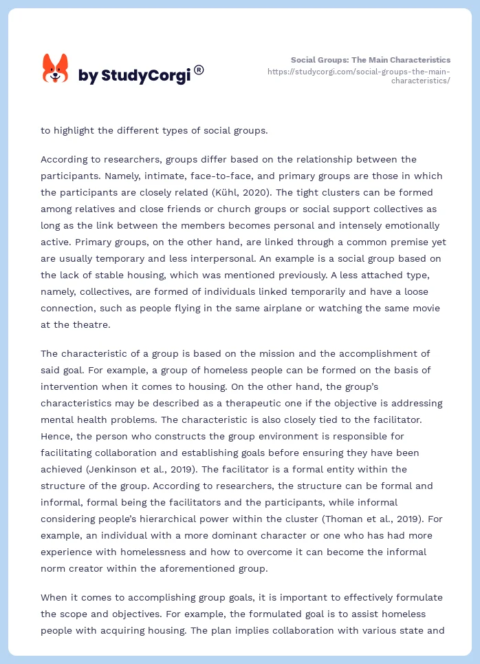 Social Groups: The Main Characteristics. Page 2