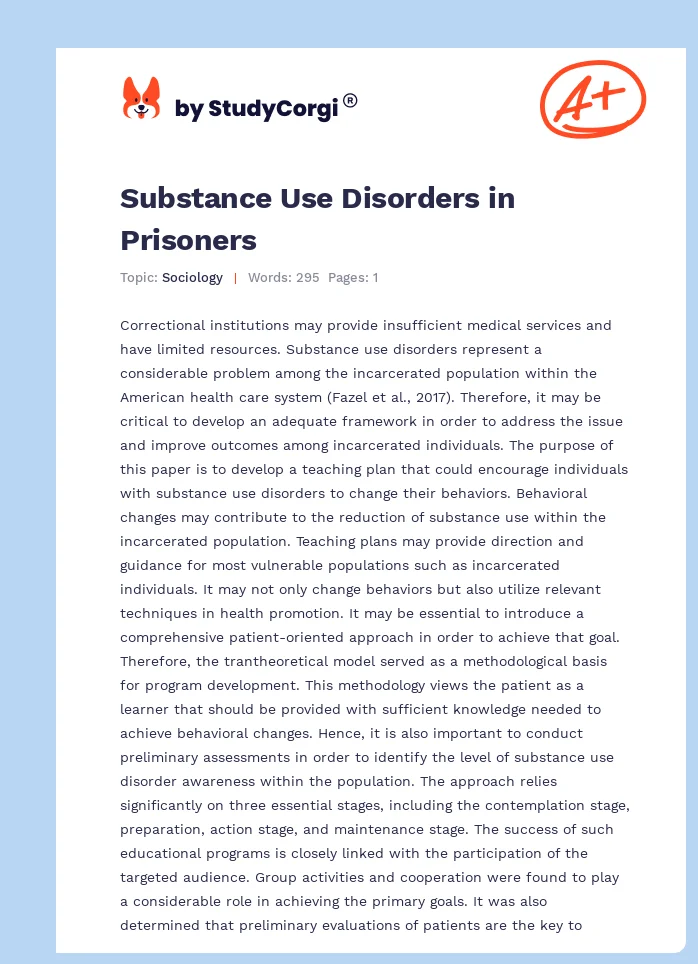 Substance Use Disorders in Prisoners. Page 1