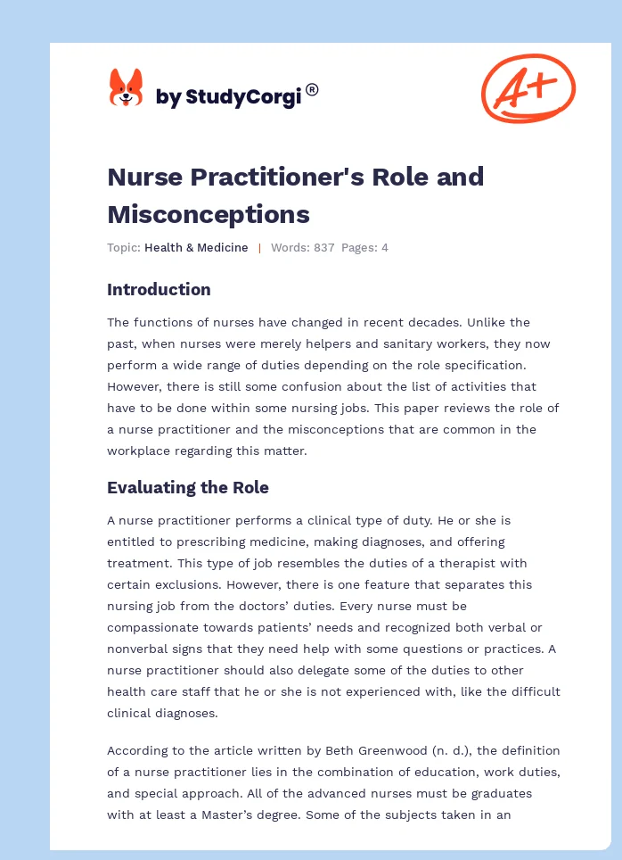 Nurse Practitioner's Role and Misconceptions. Page 1