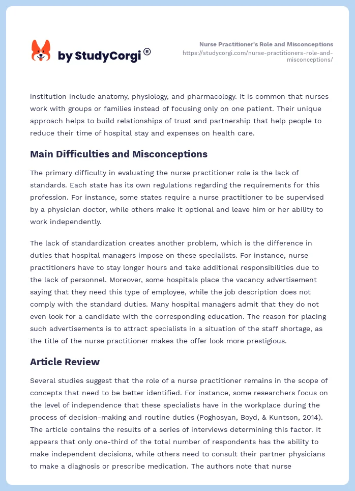 Nurse Practitioner's Role and Misconceptions. Page 2