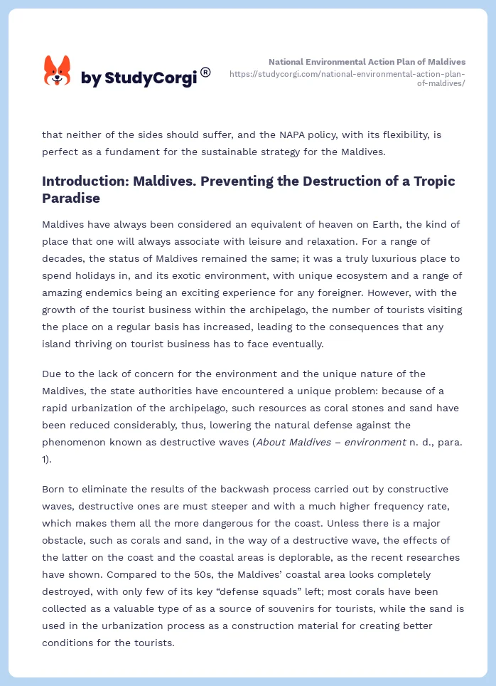 National Environmental Action Plan of Maldives. Page 2