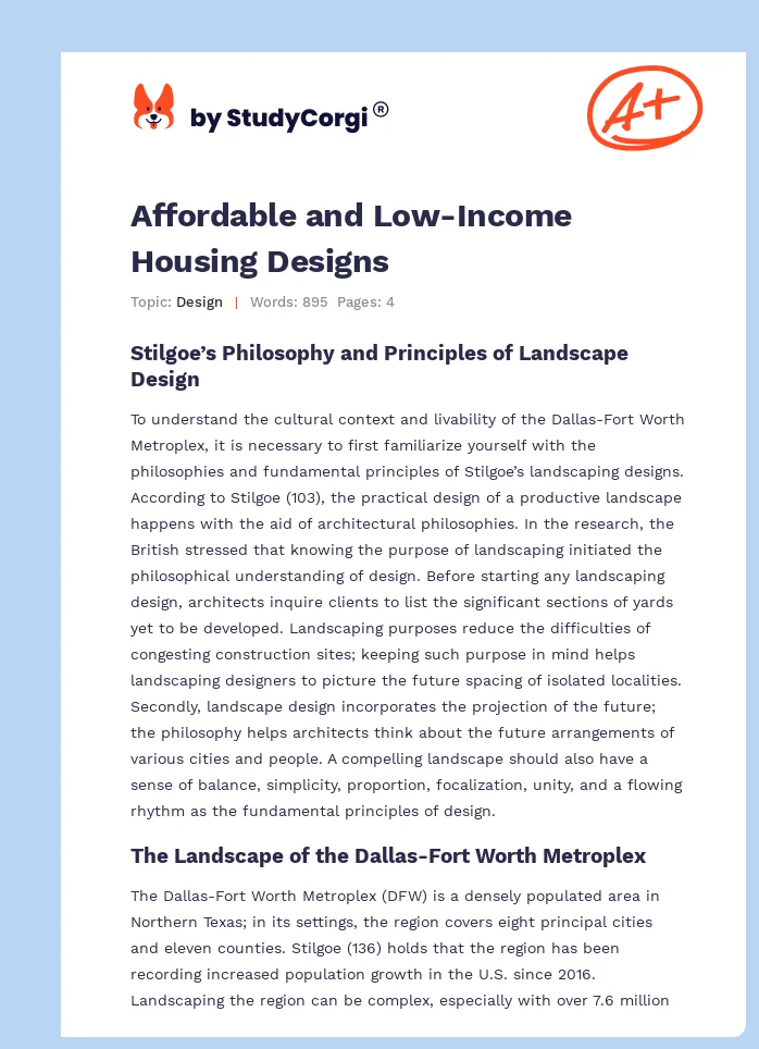 Affordable and Low-Income Housing Designs. Page 1