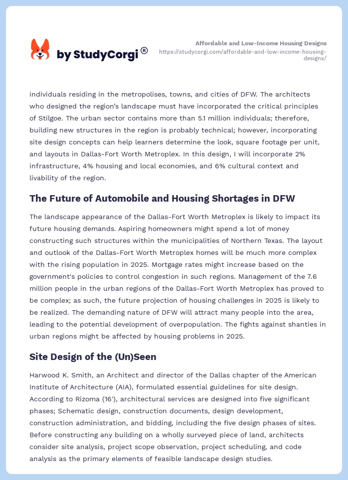 Affordable and Low-Income Housing Designs. Page 2
