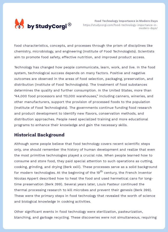Food Technology Importance in Modern Days. Page 2