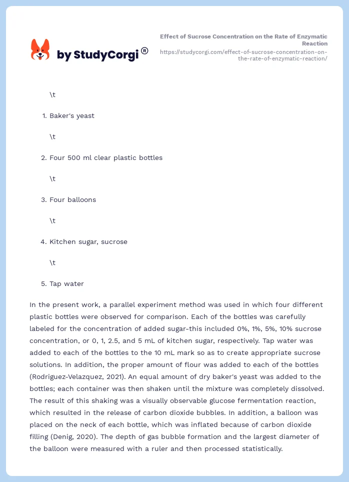 Effect of Sucrose Concentration on the Rate of Enzymatic Reaction. Page 2