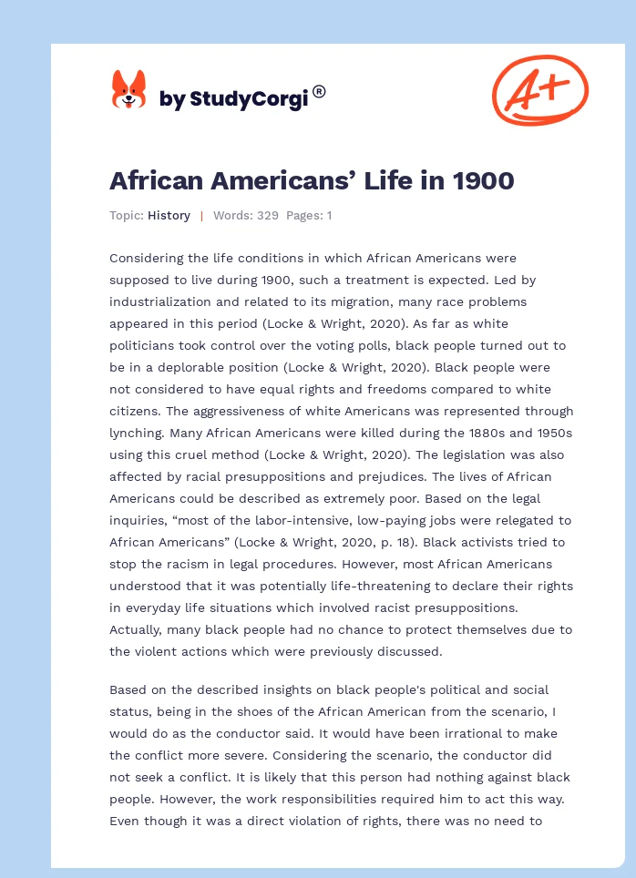 African Americans’ Life in 1900. Page 1
