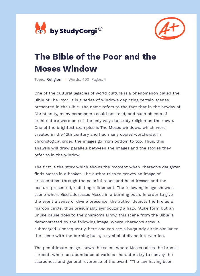 The Bible of the Poor and the Moses Window. Page 1