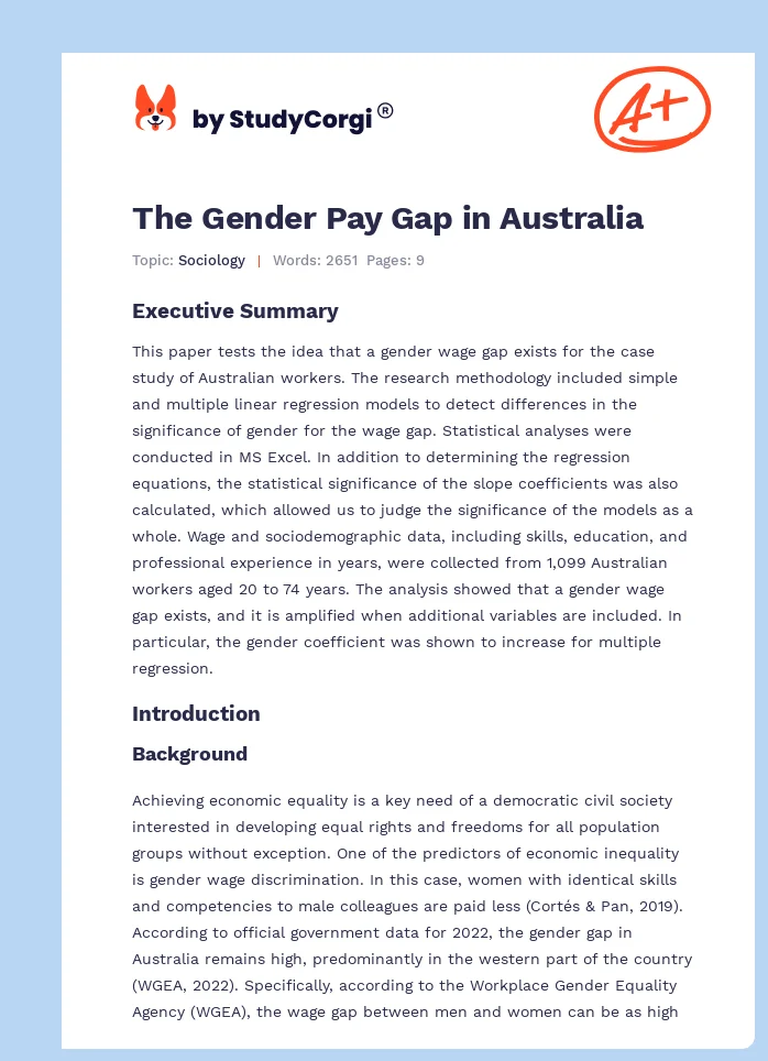 The Gender Pay Gap in Australia. Page 1