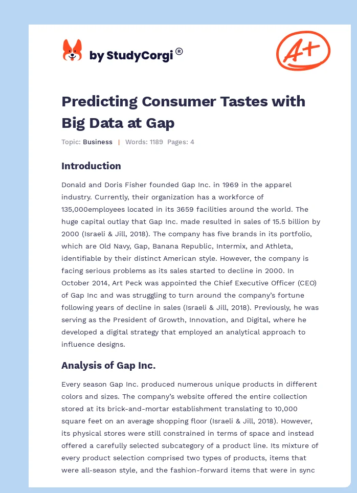 Predicting Consumer Tastes with Big Data at Gap. Page 1
