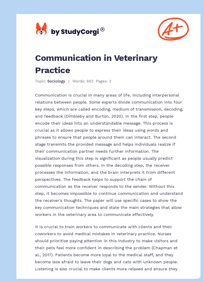 Communication in Veterinary Practice. Page 1