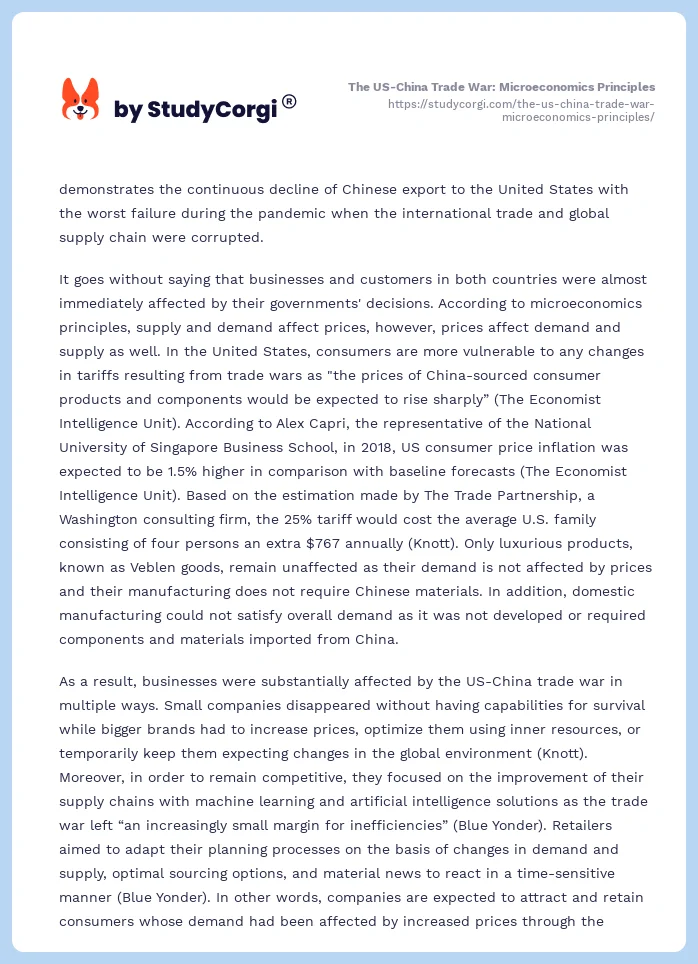The US-China Trade War: Microeconomics Principles. Page 2