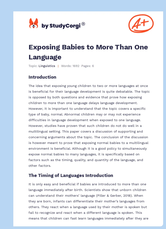 Exposing Babies to More Than One Language. Page 1