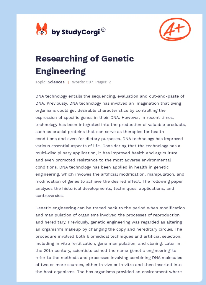 Researching of Genetic Engineering. Page 1
