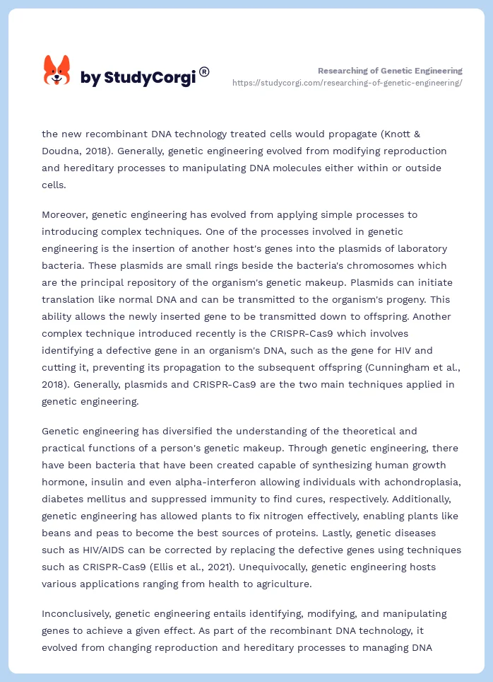 Researching of Genetic Engineering. Page 2