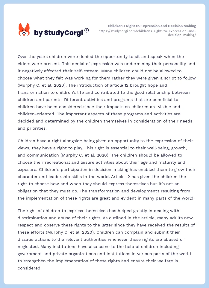 Children's Right to Expression and Decision Making. Page 2